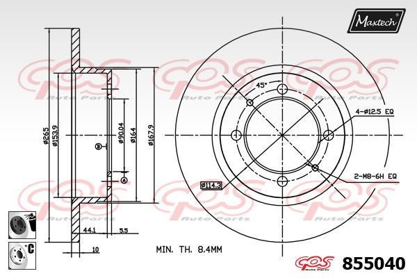 MaxTech 855040.6060 Rear brake disc, non-ventilated 8550406060
