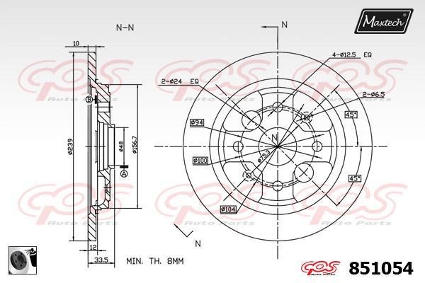 MaxTech 851054.0060 Rear brake disc, non-ventilated 8510540060