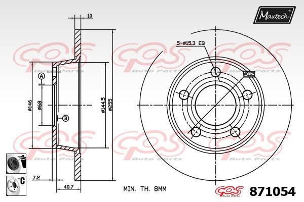MaxTech 871054.6060 Rear brake disc, non-ventilated 8710546060