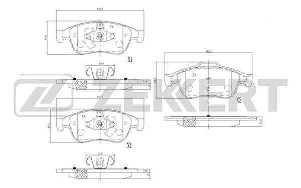 Zekkert BS-2800 Brake Pad Set, disc brake BS2800