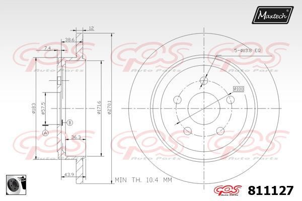 MaxTech 811127.0060 Rear brake disc, non-ventilated 8111270060