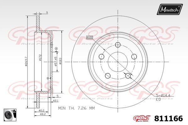MaxTech 811166.0060 Rear brake disc, non-ventilated 8111660060