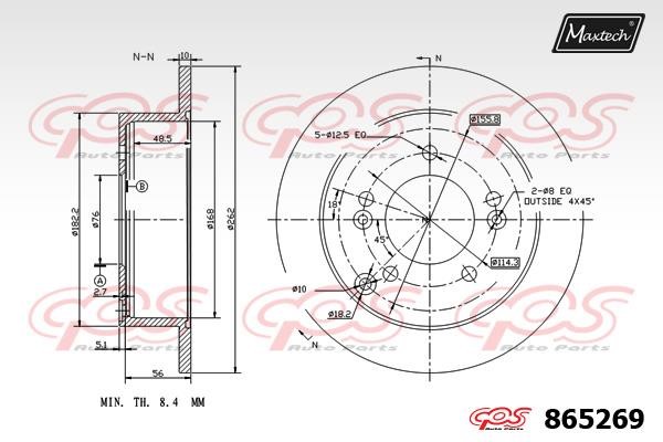 MaxTech 865269.0000 Rear brake disc, non-ventilated 8652690000