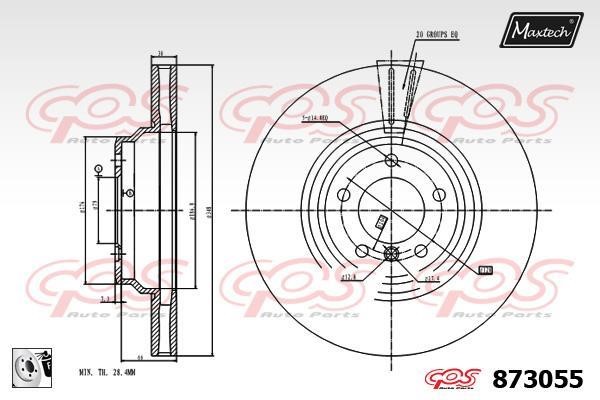 MaxTech 873055.0080 Front brake disc ventilated 8730550080