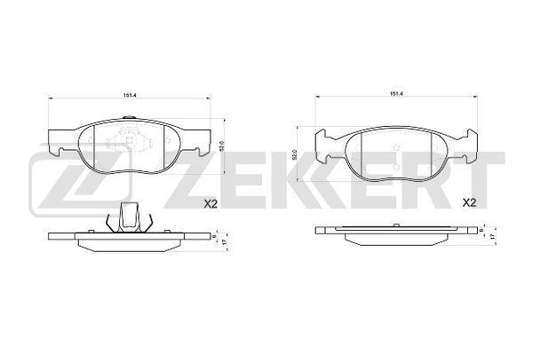 Zekkert BS-1045 Brake Pad Set, disc brake BS1045