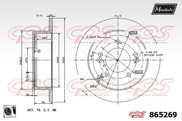 MaxTech 865269.0060 Rear brake disc, non-ventilated 8652690060