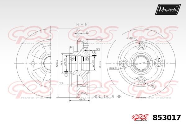 MaxTech 853017.0000 Rear brake disc, non-ventilated 8530170000