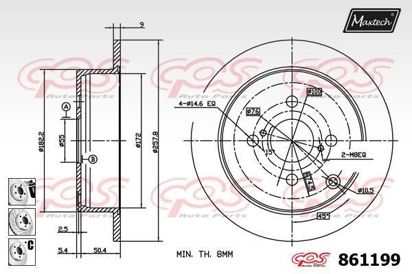 MaxTech 861199.6980 Brake disc 8611996980