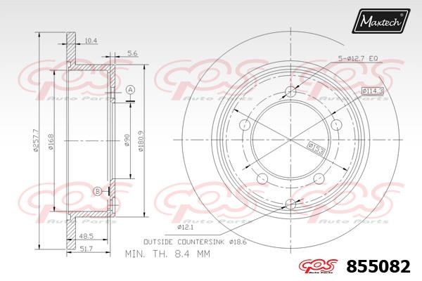 MaxTech 855082.0000 Rear brake disc, non-ventilated 8550820000