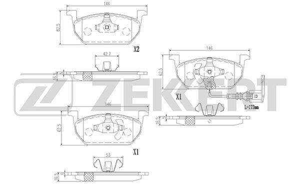 Zekkert BS-2955 Front disc brake pads, set BS2955