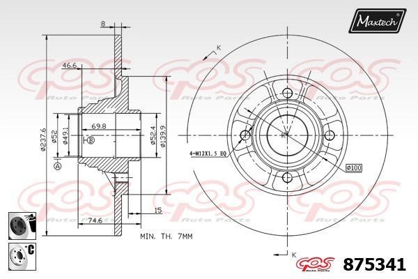 MaxTech 875341.6061 Rear brake disc, non-ventilated 8753416061
