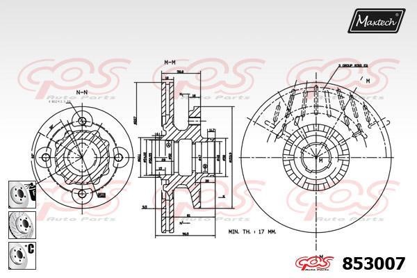 MaxTech 853007.6980 Front brake disc ventilated 8530076980