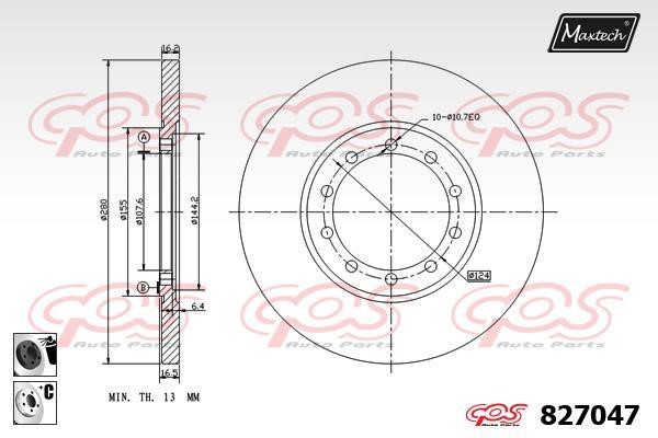 MaxTech 827047.6060 Rear brake disc, non-ventilated 8270476060