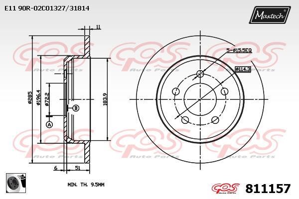 MaxTech 811157.0060 Rear brake disc, non-ventilated 8111570060
