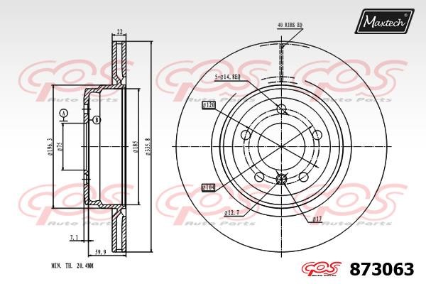 MaxTech 873063.0000 Rear ventilated brake disc 8730630000