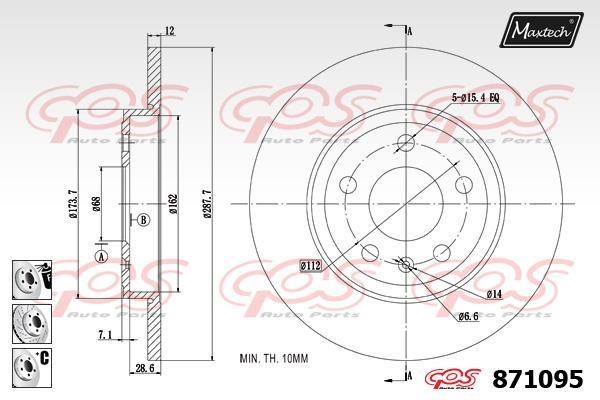 MaxTech 871095.6880 Brake disc 8710956880