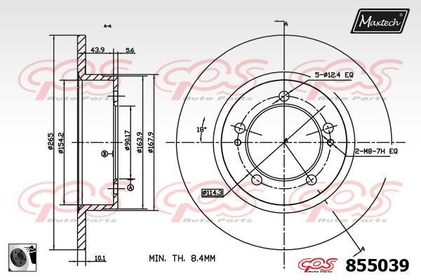 MaxTech 855039.0060 Rear brake disc, non-ventilated 8550390060