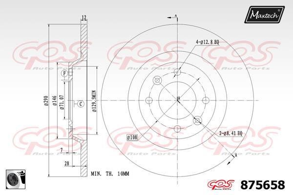 MaxTech 875658.0060 Rear brake disc, non-ventilated 8756580060