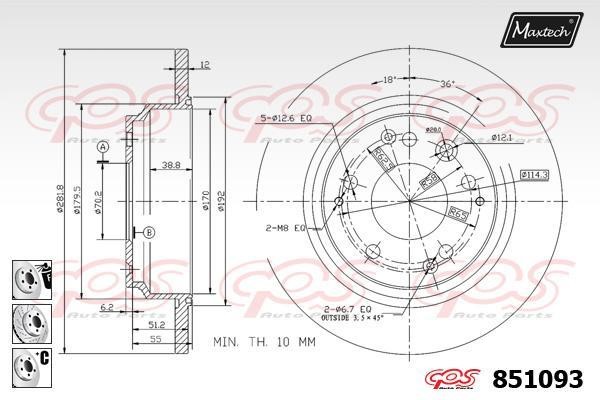 MaxTech 851093.6880 Brake disc 8510936880