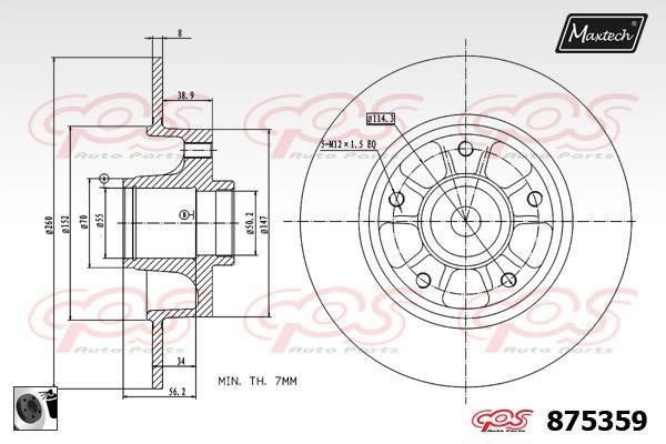 MaxTech 875359.0065 Rear brake disc, non-ventilated 8753590065