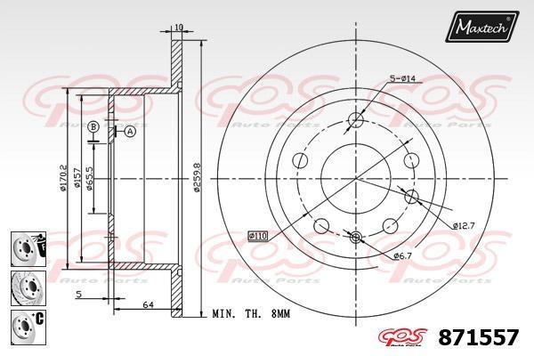 MaxTech 871557.6980 Brake disk 8715576980