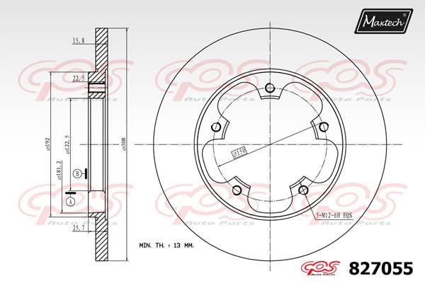 MaxTech 827055.0000 Rear brake disc, non-ventilated 8270550000
