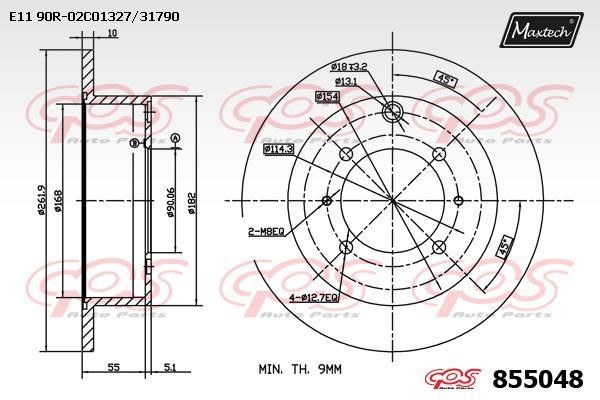 MaxTech 855048.0000 Rear brake disc, non-ventilated 8550480000