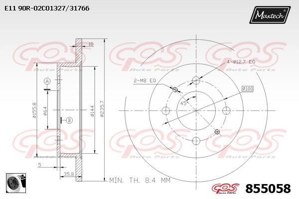 MaxTech 855058.0060 Rear brake disc, non-ventilated 8550580060