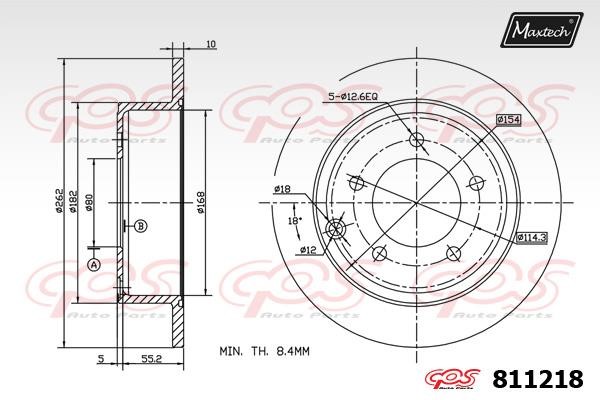 MaxTech 811218.0000 Rear brake disc, non-ventilated 8112180000