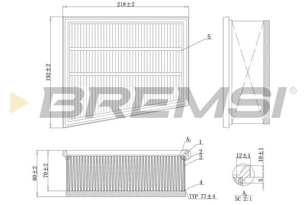 Bremsi FA1166 Air filter FA1166 FA1166 Bremsi Air filter