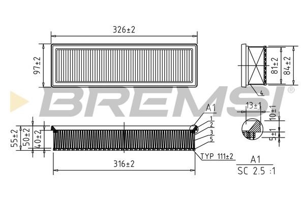 Bremsi FA1051 Air filter FA1051