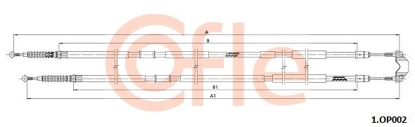 Cofle 1.OP002 Handbrake cable 1OP002 1OP002 Cofle Handbrake cable