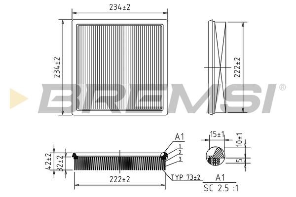 Bremsi FA1384 Air filter FA1384