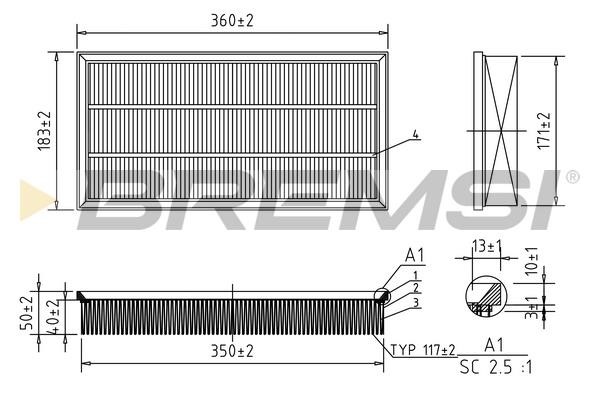 Bremsi FA0203 Air filter FA0203 FA0203 Bremsi Air filter