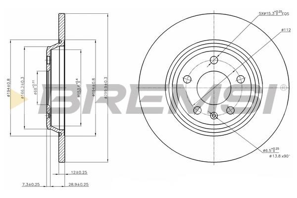 Bremsi CD7666S Rear brake disc, non-ventilated CD7666S