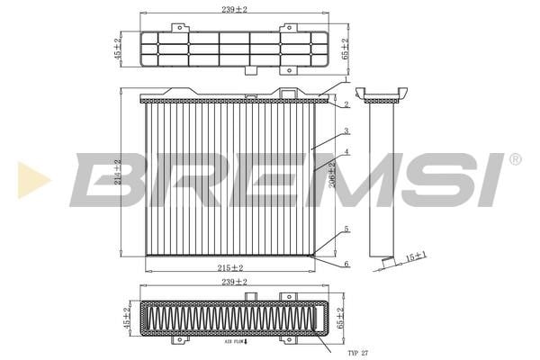 Bremsi FC0911C Filter, interior air FC0911C