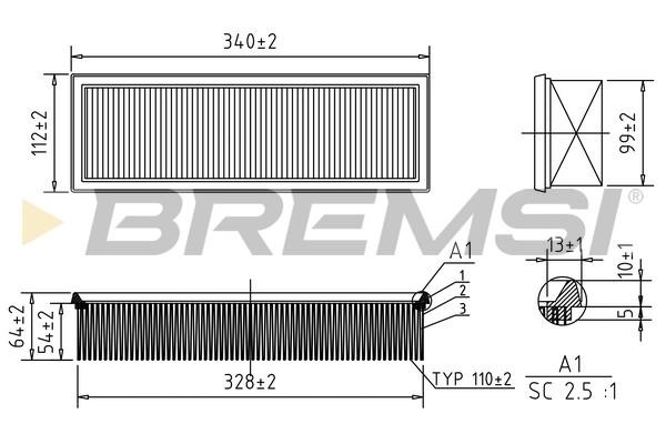 Bremsi FA1234 Air filter FA1234