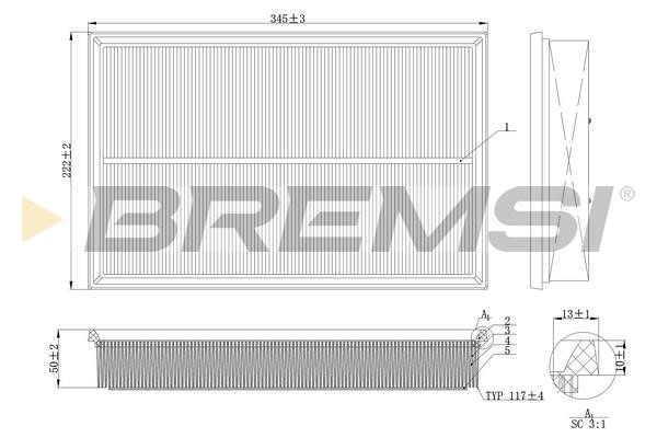 Bremsi FA2138 Air filter FA2138