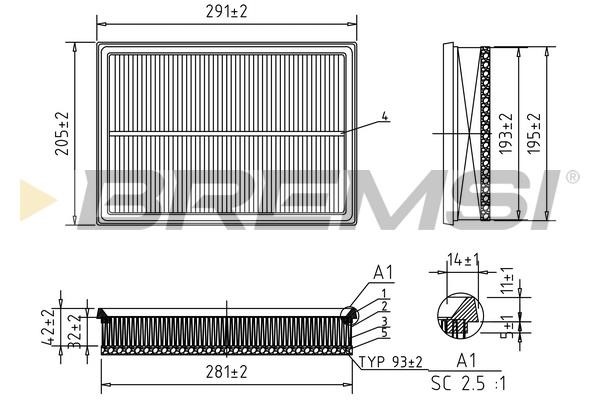 Bremsi FA0622 Air filter FA0622