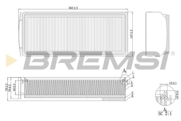 Bremsi FA1205 Air filter FA1205