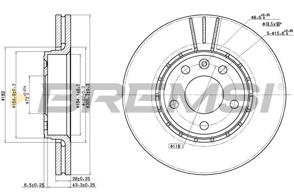 Bremsi CD7204V Front brake disc ventilated CD7204V