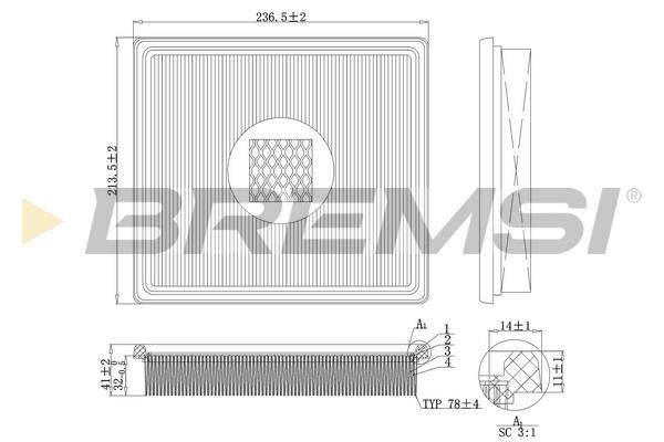 Bremsi FA1163 Air filter FA1163 FA1163 Bremsi Air filter