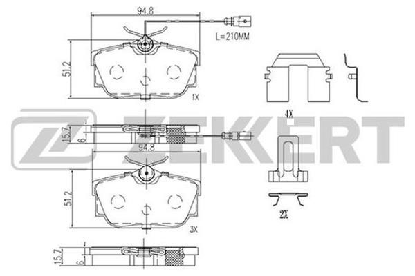 Zekkert BS-2895 Front disc brake pads, set BS2895