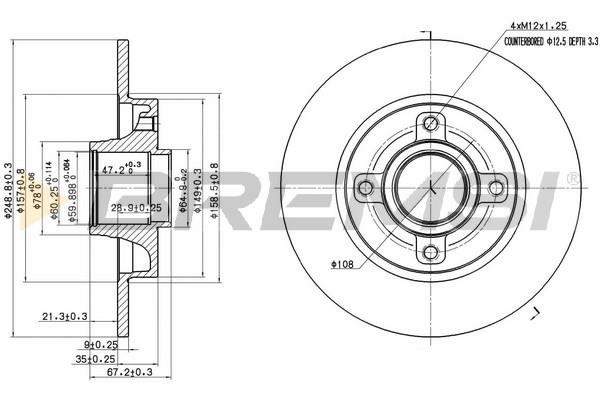Bremsi CD7523S Rear brake disc, non-ventilated CD7523S