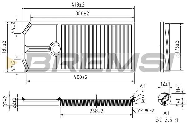 Bremsi FA1668 Air filter FA1668