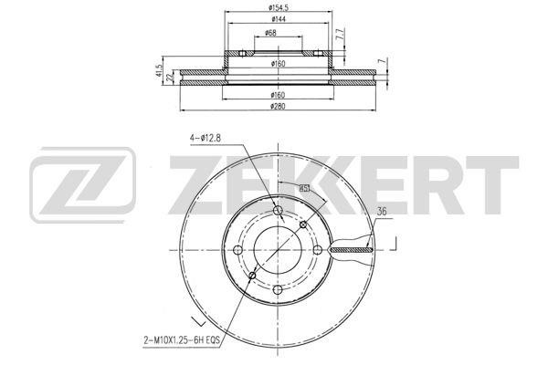 Zekkert BS-5177 Front brake disc ventilated BS5177