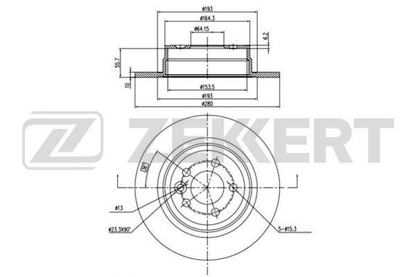 Zekkert BS-5808 Rear brake disc, non-ventilated BS5808