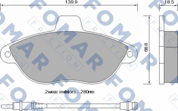 Fomar friction FO 742581 Brake Pad Set, disc brake FO742581