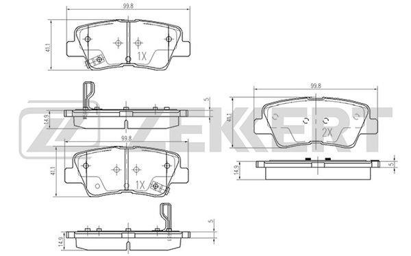 Zekkert BS-2444 Rear disc brake pads, set BS2444