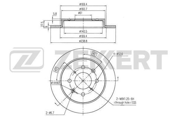 Zekkert BS-5695 Rear brake disc, non-ventilated BS5695